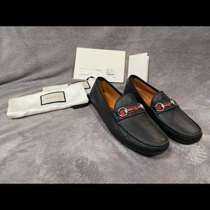 Gucci Men's Leather Driver Loafer with Web